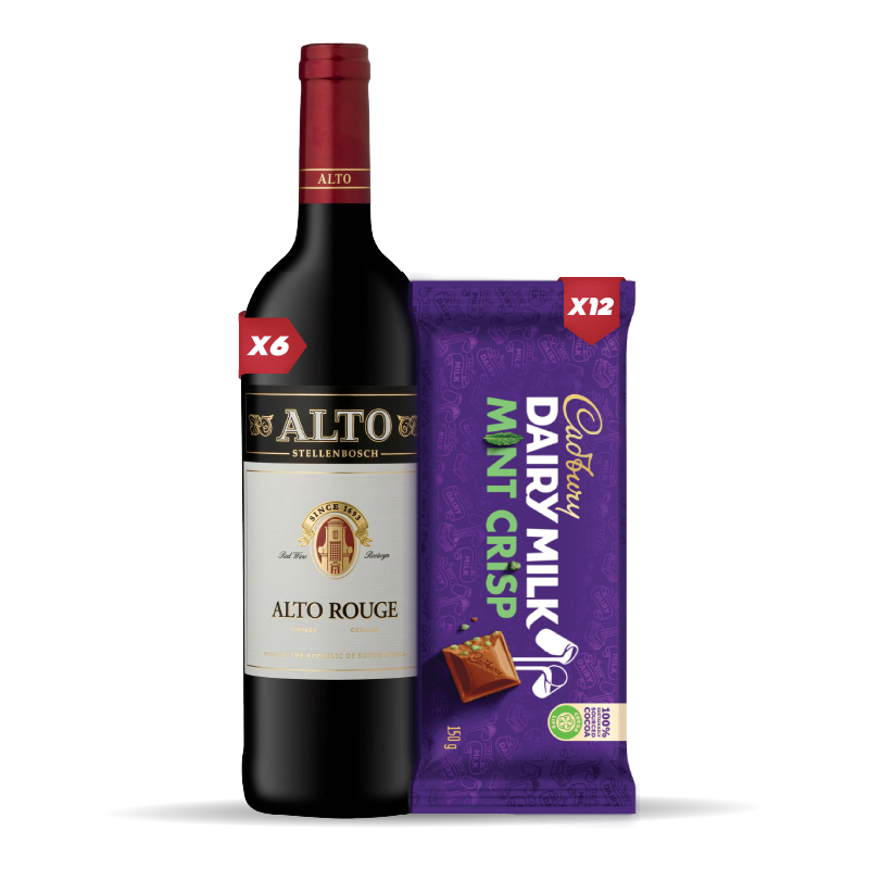 6x ALTO ROUGE 750ml + 12x Cadbury Dairy Milk Mint Crisp 80g