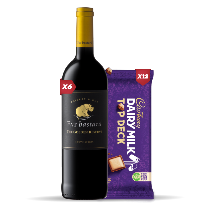 6x FAT BASTARD GOLDEN RESERVE 750ml +12x Cadbury Dairy Milk Top Deck 80g
