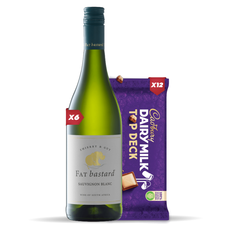 6x FAT BASTARD SAUV BLANC 750ml +12x Cadbury Dairy Milk Top Deck 80g