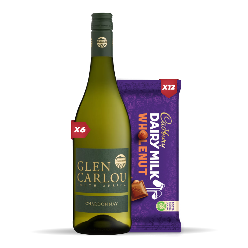 6x GLEN CARLOU CHARDONNAY 750ml +12x Cadbury Dairy Milk Whole Nut Chocolate Slab 80g