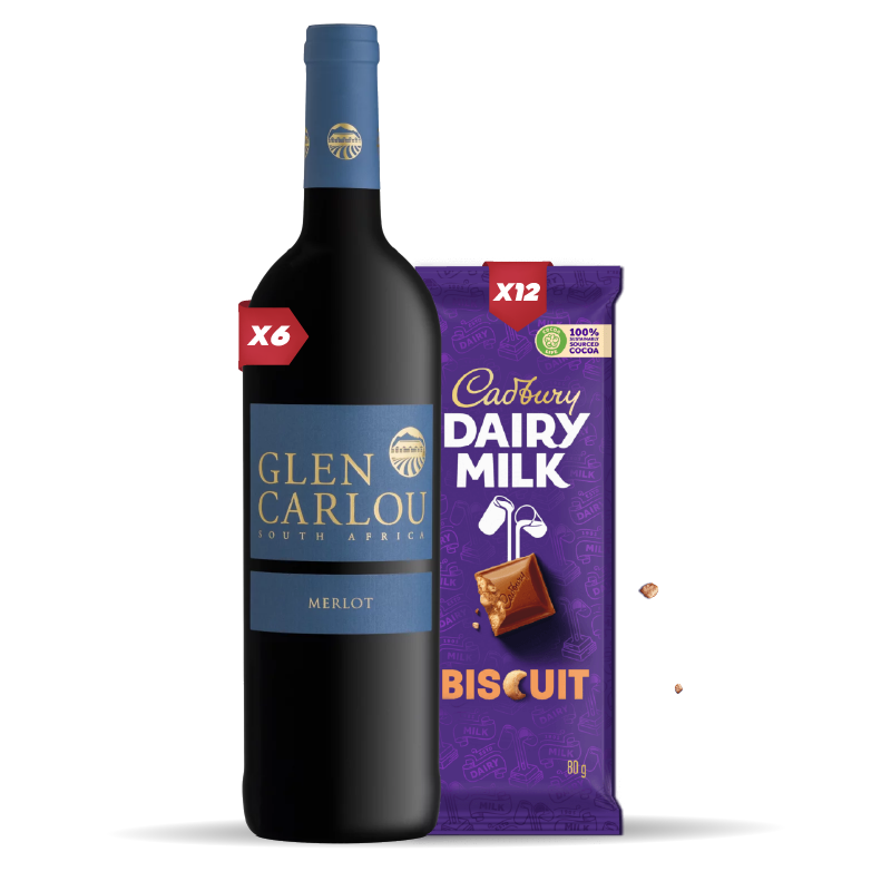 6x GLEN CARLOU MERLOT 750ml + 12x Cadbury Dairy Milk Biscuit 80g