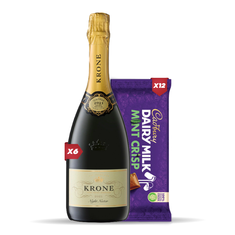 6x KRONE NIGHT NECTAR DEMI-SEC 750ML +12x Cadbury Dairy Milk Mint Crisp 80g