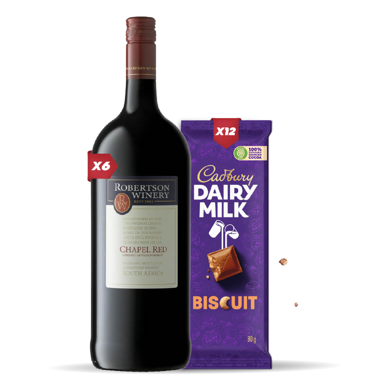 6x ROBERTSON CHAPEL RED 1.5L +12x Cadbury Dairy Milk Biscuit 80g