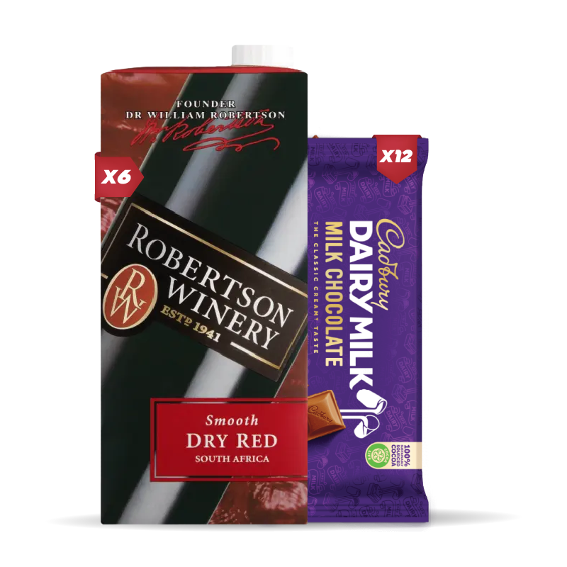 6x ROBERTSON DRY RED 1L +12x Cadbury Dairy Milk Biscuit 80g