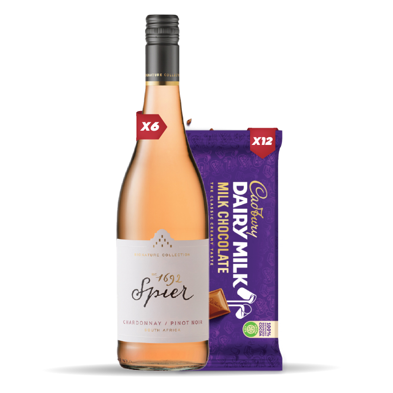 6x SPIER CHARDONNAY/PINOT NOIR 750ML +12x Cadbury Dairy Milk Chocolate 80g