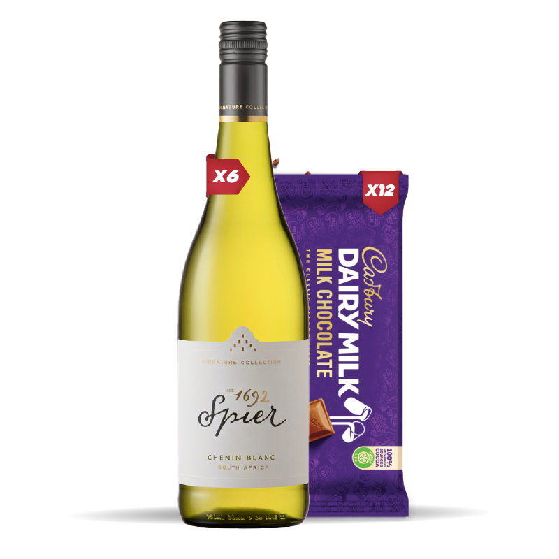 6x SPIER CHENIN BLANC 750ML +12x Cadbury Dairy Milk Biscuit 80g