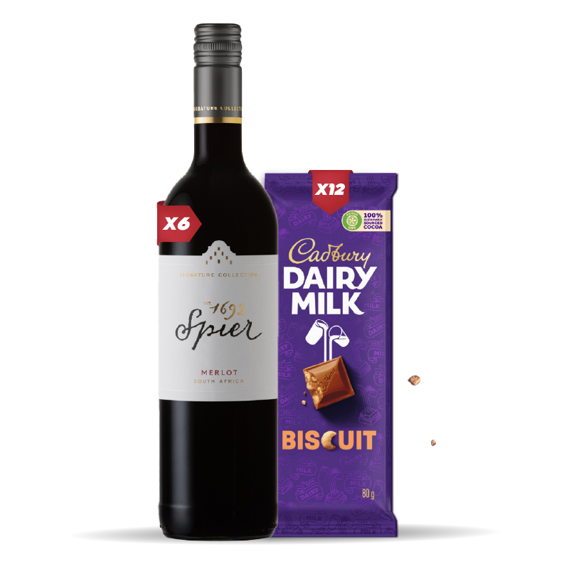6x SPIER MERLOT 750ml +12x Cadbury Dairy Milk Biscuit 80g
