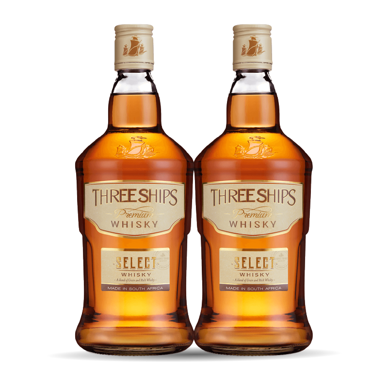 2x THREE SHIPS 750ML
