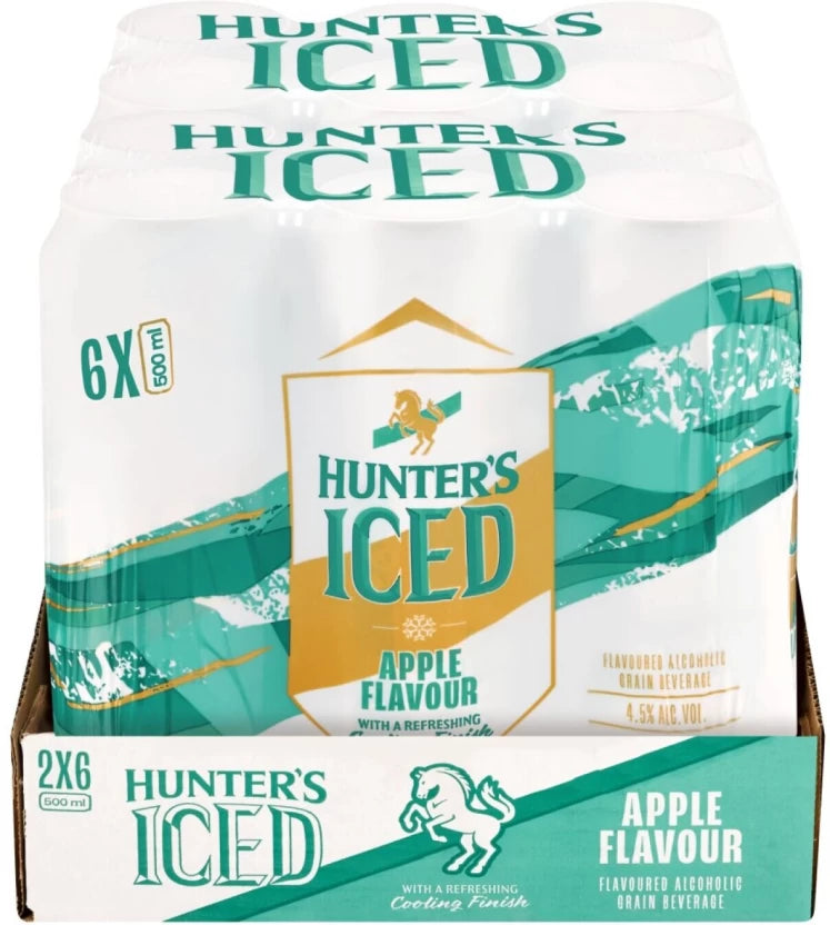 Hunters Iced Apple Flavoured Spirit Cooler (Pack of 2x12 x 500 ml)