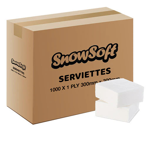 Snow Soft 1 Ply Paper Serviettes (300mm x 300mm) (Box of 1000)