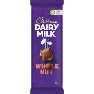 12x Cadbury Dairy Milk Whole Nut Chocolate Slab 80g