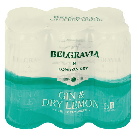 6X Belgravia gin & Dry Lemon 440ml