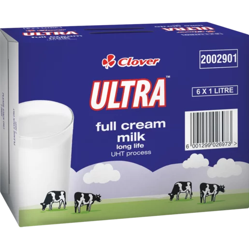 6x Clover Ultra Full Cream Milk 1L