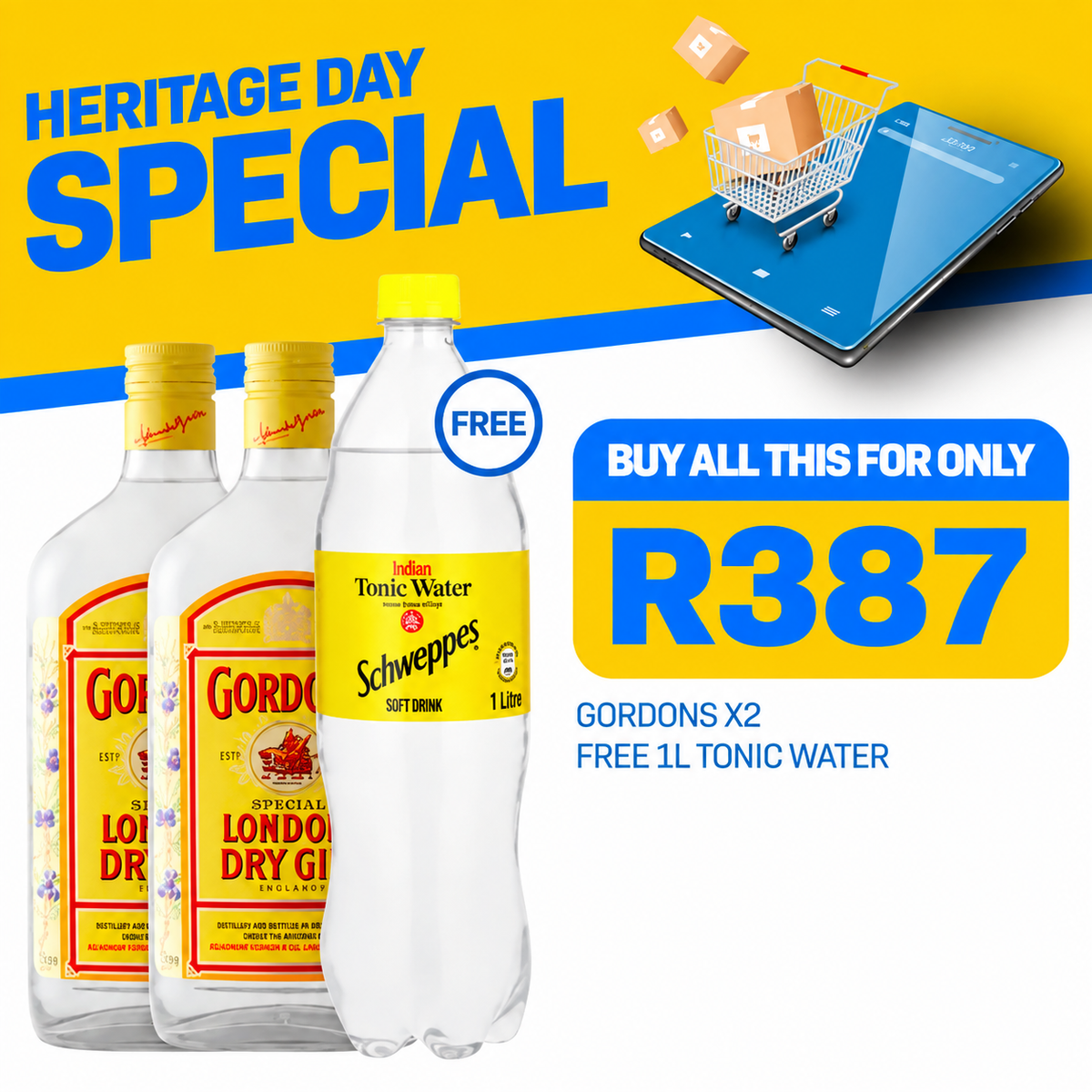 GORDONS X 2 (FREE 1L TONIC WATER)