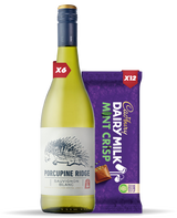 6x PORCUPINE RIDGE SAUVIGNON BLANC 750ml + 12x Cadbury Dairy Milk Mint Crisp 80g