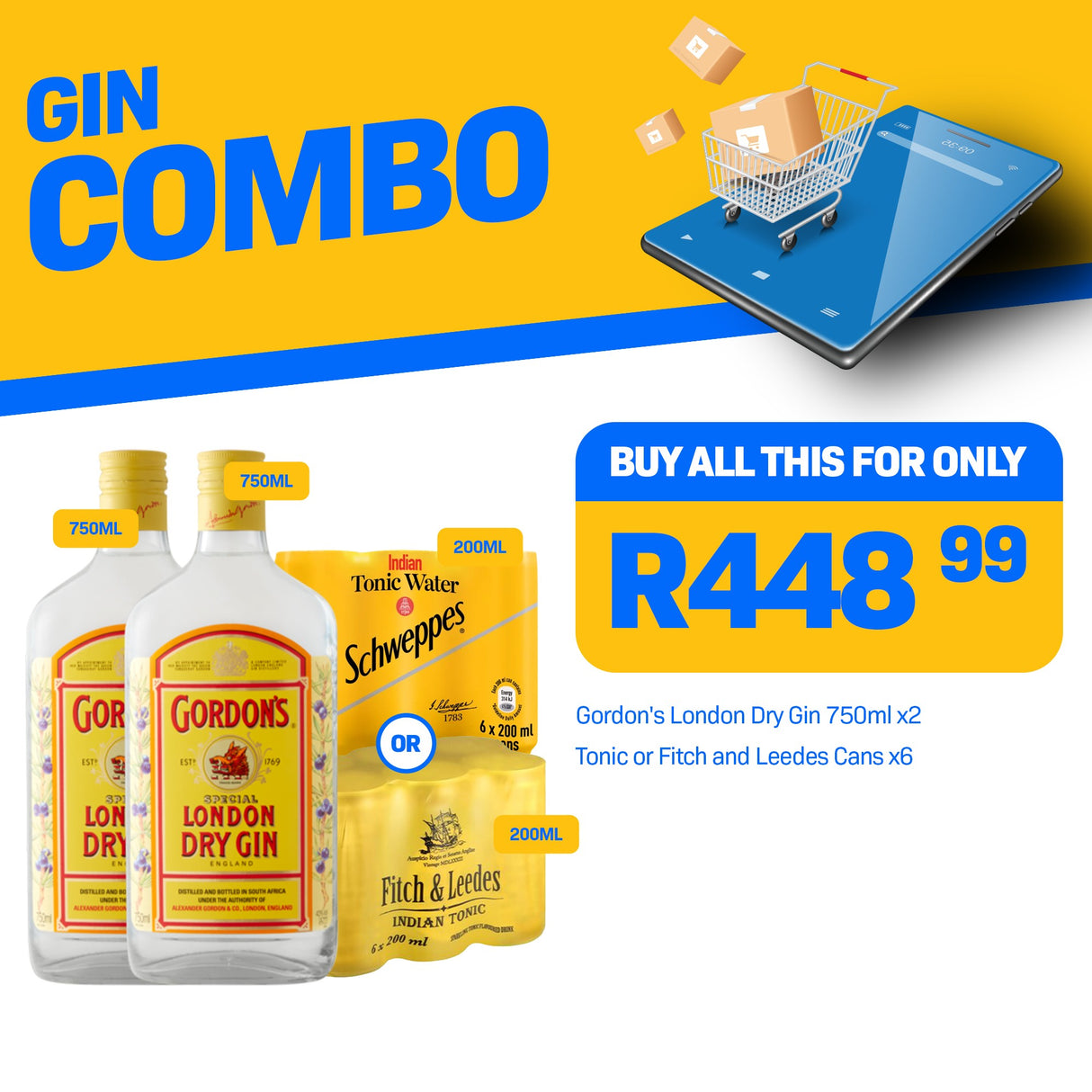 Gin GORDONS DRY GIN 750ML Combo